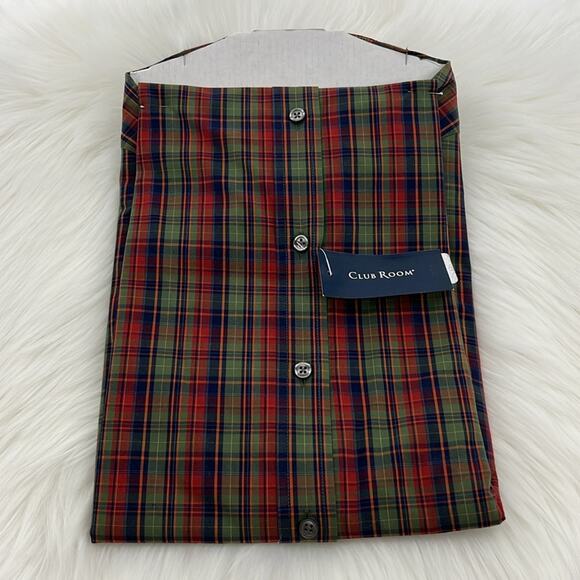 Club Room Performance Slim Fit Long Sleeve - Green/Red Plaid - Medium - NWT - Picture 4 of 4